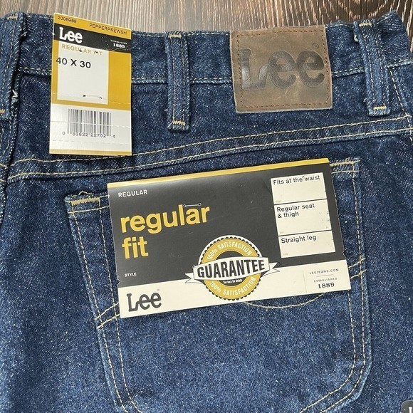 NWT‎ Vintage Lee Regular Fit Men's 40 x 30 Dark Pepper Wash Straight Leg Jeans - Picture 10 of 13